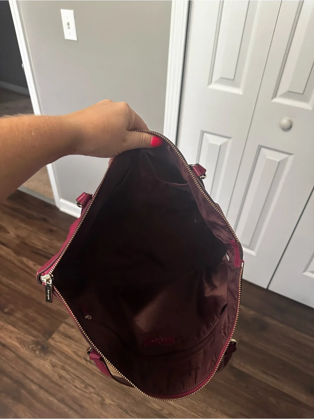 Kate Spade Dark Pink Leather Tote Bag